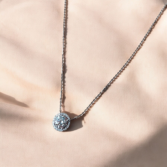 Halo Solitaire Pendant Necklace