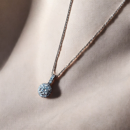 Halo Pendant - Pave Bail + Chain